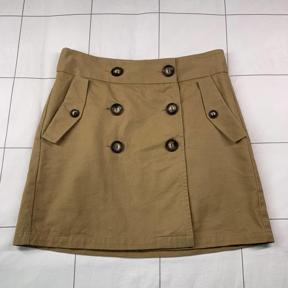 Amour Vert Dresses & Skirts - Amour Vert Skirt Womens Small Tan Double Breasted ALine Mini Casual Buttons